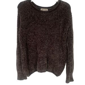 Pink Rose Size Medium Sweater Super Soft Faux Chenille Gray Color